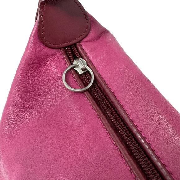 Coach Rare Leatherware Embossed Logo Shoulder Bag Pink Fuchsia Leather Vintage - Picture 6 of 11